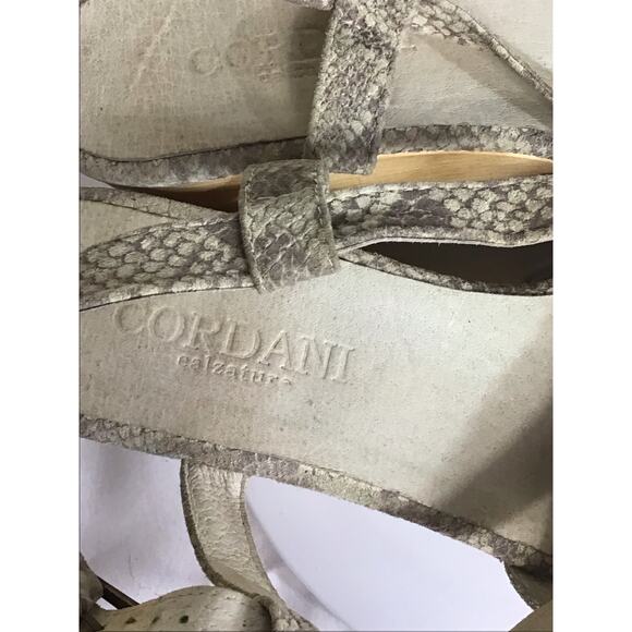 Cordani Calzature Women Snake Skin Wood Block Wedge Sandals Sz. 40/Sz.9 Us beige - Picture 11 of 13